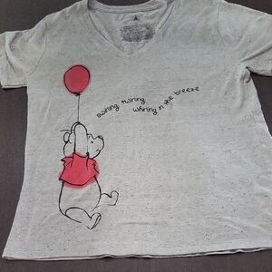 Disney 2x Gray Tee with Red Balloon and Winnie the Pooh